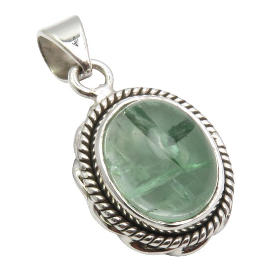 Nature Jewellery - Pendentif collier apatite verte en argent sterling 925 - Bijoux de luxe en pierres précieuses - Fait à la main