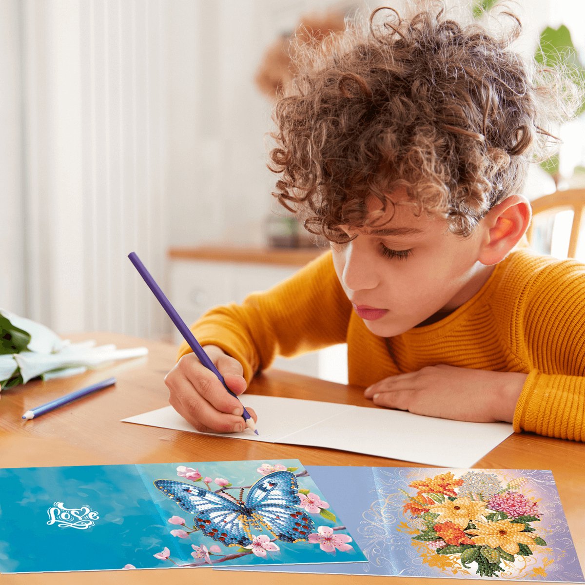 Adorzy Diamond Painting Kaarten – 12 Wenskaarten met envelop - Diamond Painting Volwassenen – Diamond Painting Volledig Pakket — afbeelding 10