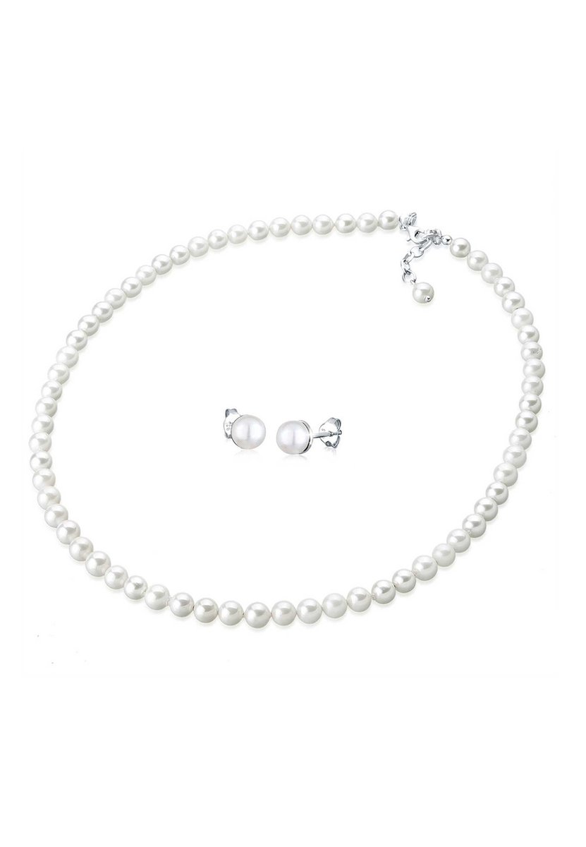 Elli - Sieraden Set - Oorsteker met schelpkern parels en zoetwater gekweekte parels in 925 sterling zilver - Dames
