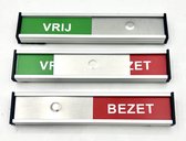Schuifbordje Vrij - Bezet - 150 mm x 30 mm - Achterkant Voorzien van Dubbelzijdig Tape - 1 Stuk - Deurbordje - Aluminium