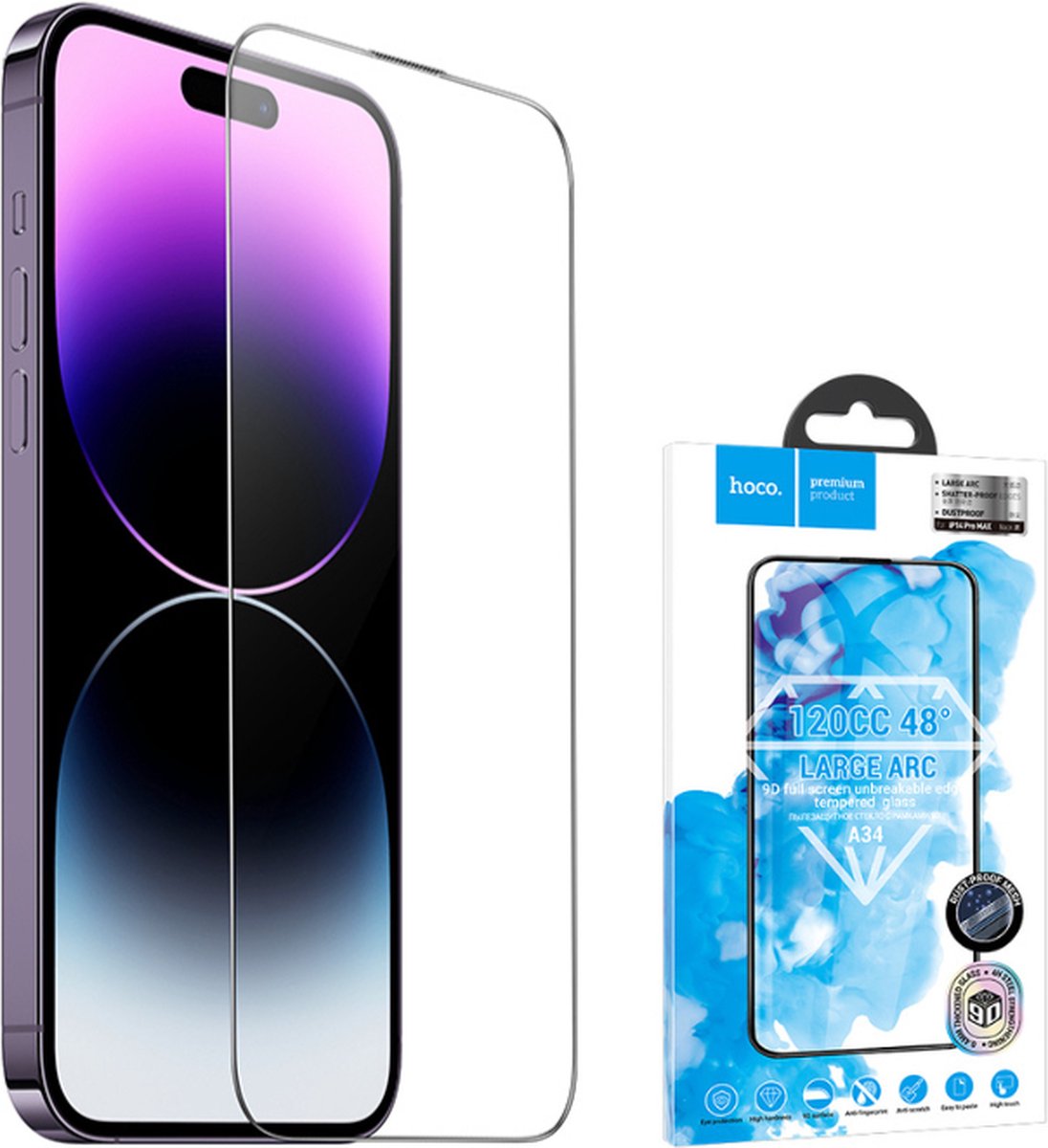 HOCO Glasfolie - Screenprotector Geschikt voor iPhone 14 Pro Max - Dust Proof - Anti Scratch