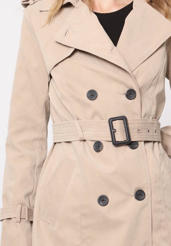 LAZIRO Trenchcoat voor dames, herfst en winter, effen kleur, lange mouwen, revers, ongedwongen, elegante jas met zakken en dubbele knopen, Hemelsblauw, XXL