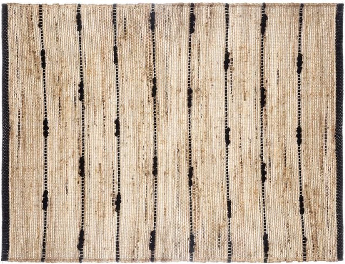 Rechthoekige jutemat met katoenen kras 60x90 cm - Overig - Blauw - Bleu - SILUMEN