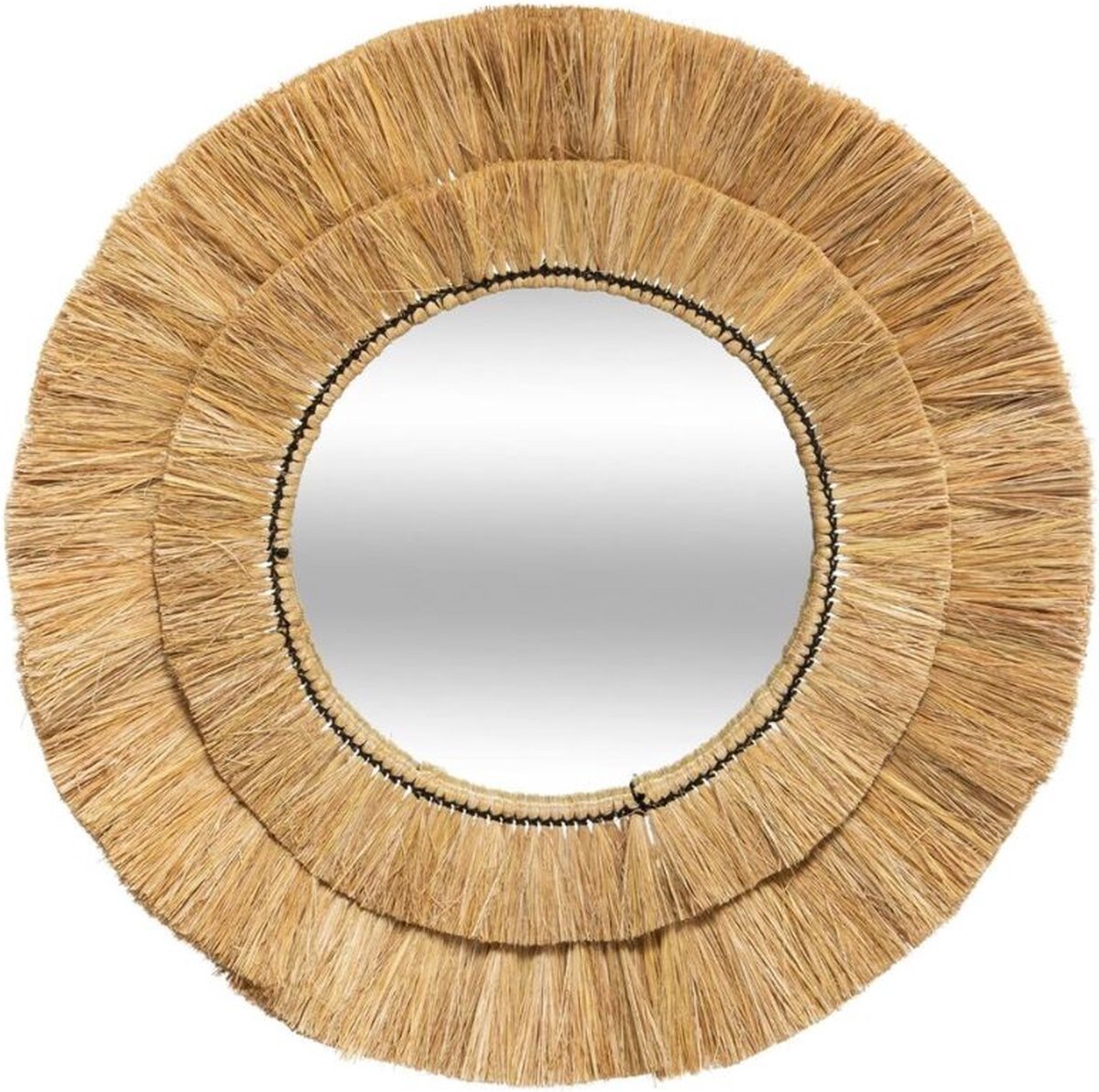 Ronde spiegel in Raphia 57 cm - Verre|Fer|Raphia - SILUMEN