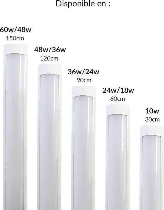 150 cm 72 W LED - Rule (Pack de 10) - Lumière Wit - Plastique - Pack de 10 - Wit neutre 4000 K - 5500 K - SILUMEN