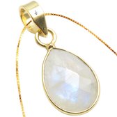 Natuursieraad - 925 sterling zilver goud verguld maansteen ketting - luxe edelsteen sieraad - handgemaakt