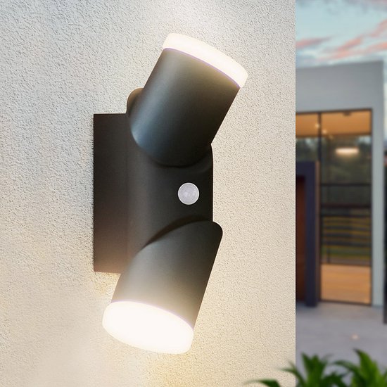 Moderne wandlamp buiten zwart incl. LED en sensor - Tess