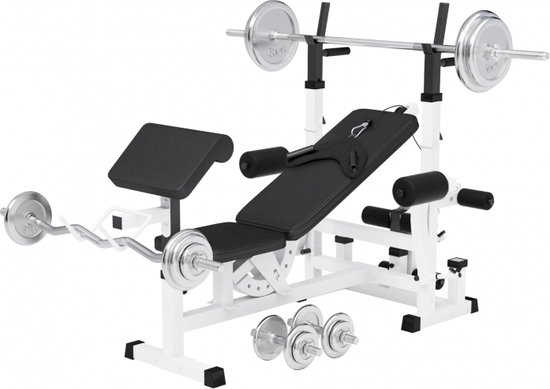 Banc De Musculation Universel Gorilla Sports + Set De Poids 108 kg - Chrome  | bol