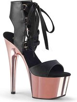 Pleaser Sandaal met enkelband, Paaldans schoenen -37 Shoes- ADORE-700-14 Paaldans schoenen Zwart/Roze