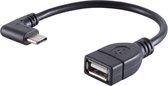 Powteq - Câble USB OTG - USB On The Go - USB C (coudé) vers USB A femelle - USB 2.0 - 10 cm - Adaptateur USB 2.0