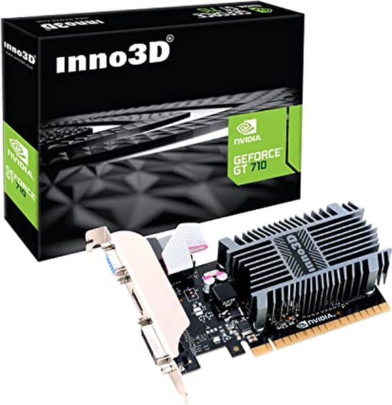 INNO3D NVIDIA GeForce GT 710 LP - Videokaart - 2GB - GDDR3 - PCIe 2.0 - 1x DVI-D - 1x HDMI 1.4 - 1x VGA