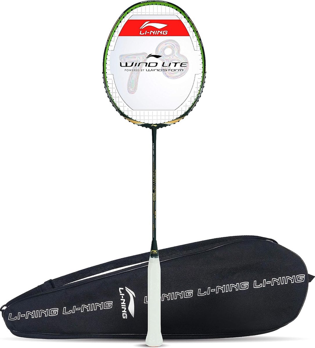Li-Ning Wind Lite 700 Carbon Fiber Strung Badminton Racket met gratis volledige hoes (zwart/goud, set van 1)