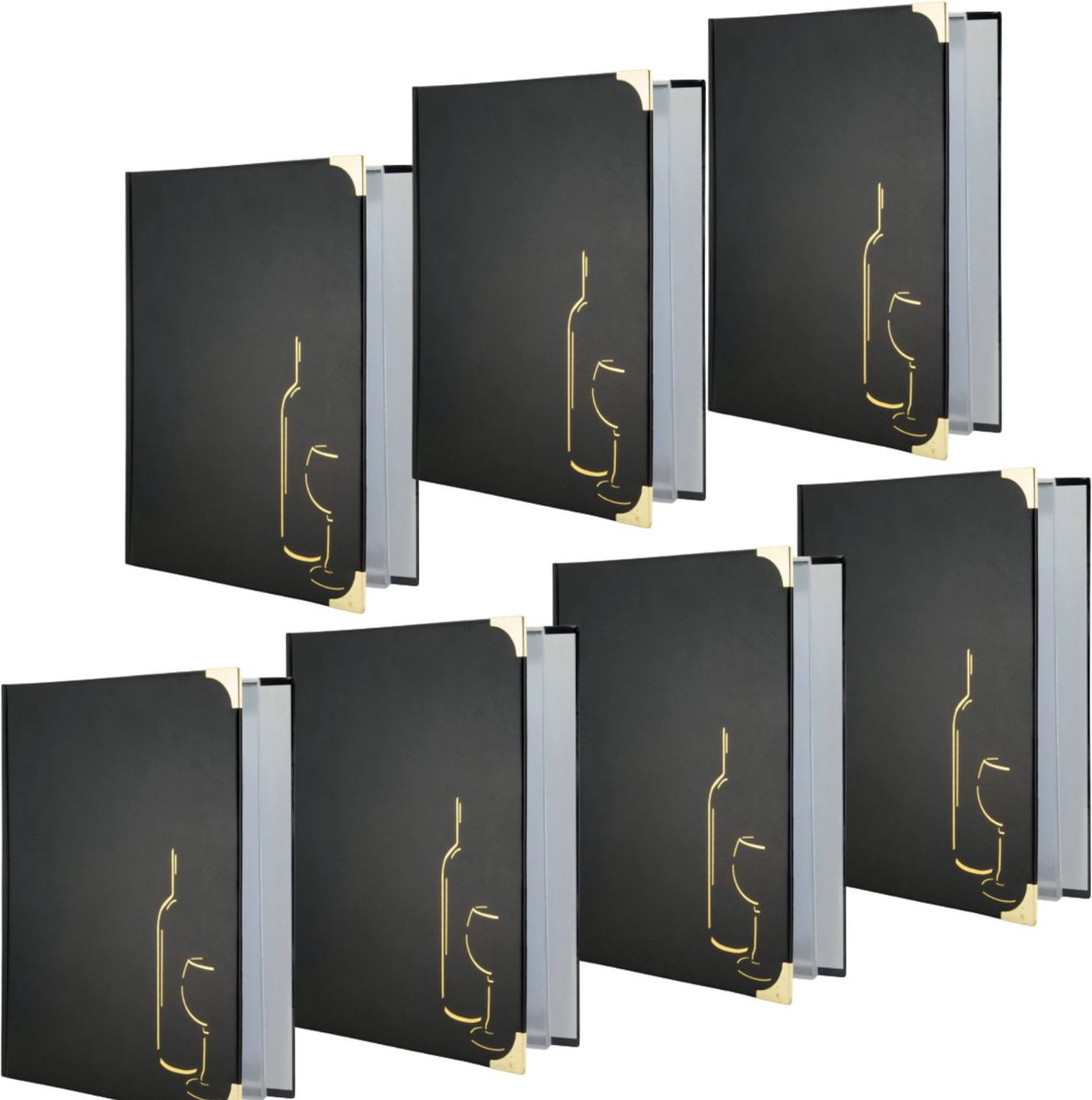 7 pack Menumap | A4 |zwart | menukaart mappen | menuhoezen | wijnkaart | wijnboek