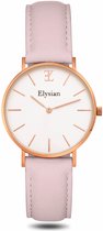Elysian - Horloge Dames - Rose Goud - Roze Leer - 36mm - Waterdicht - Cadeau Voor Vrouw