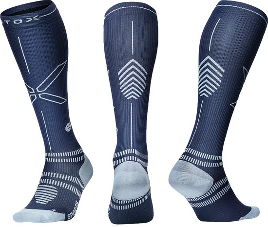 STOX Energy Socks - 2 Pack Sportsokken voor Vrouwen - Premium Compressiesokken - Kleuren: Donkerblauw/Roze - Blauw/Lichtblauw - Maat: Small - 2 Paar - Voordeel - Mt 36-38