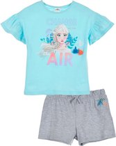 Disney Frozen Set / Pyjama / Shortama - Biologisch Katoen - Lichtblauw/Grijs - maat 110 (5 jaar)