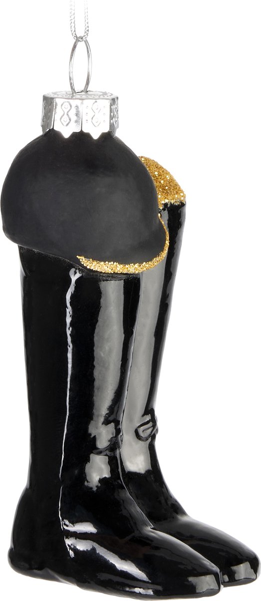 BRUBAKER Rijlaarzen met helm - Handgeschilderde Glazen Kerstbal - Handgeblazen Kerstversiering - Grappige Kersthanger - Kerstboom Decoratie - 10cm