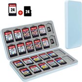 24 Slots Game card case geschikt voor Nintendo Switch - Avanceli - Opbergen Spelletjes - Silicone Slots - Licht Blauw