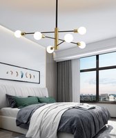 Lustre à 6 bras | Lampe de plafond | Vintage | Or noir | E27 | Lampe suspendue moderne | lampe de salon | Plafonnier