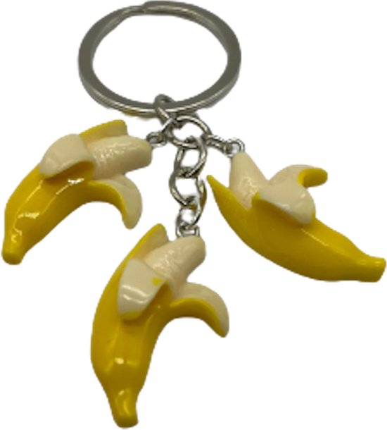 Banaan sleutelhanger | Transparante sleutelhaken met banaan kat print