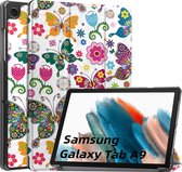 Case2go - Tablet hoes geschikt voor Samsung Galaxy Tab A9 (2023) - Tri-fold hoes met auto/wake functie - 8 inch - Vlinders