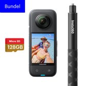 Insta360 X3 - Starter Bundel - met Invisible selfie stick en 128GB SD kaart - Panorama Actioncam - Waterproof