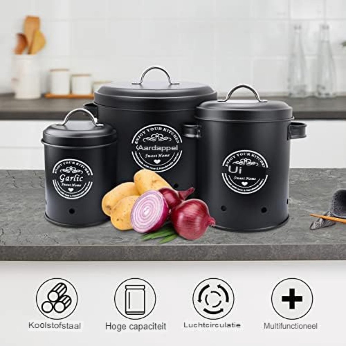 knoflookpot -uienpot - knoflook bewaarpot