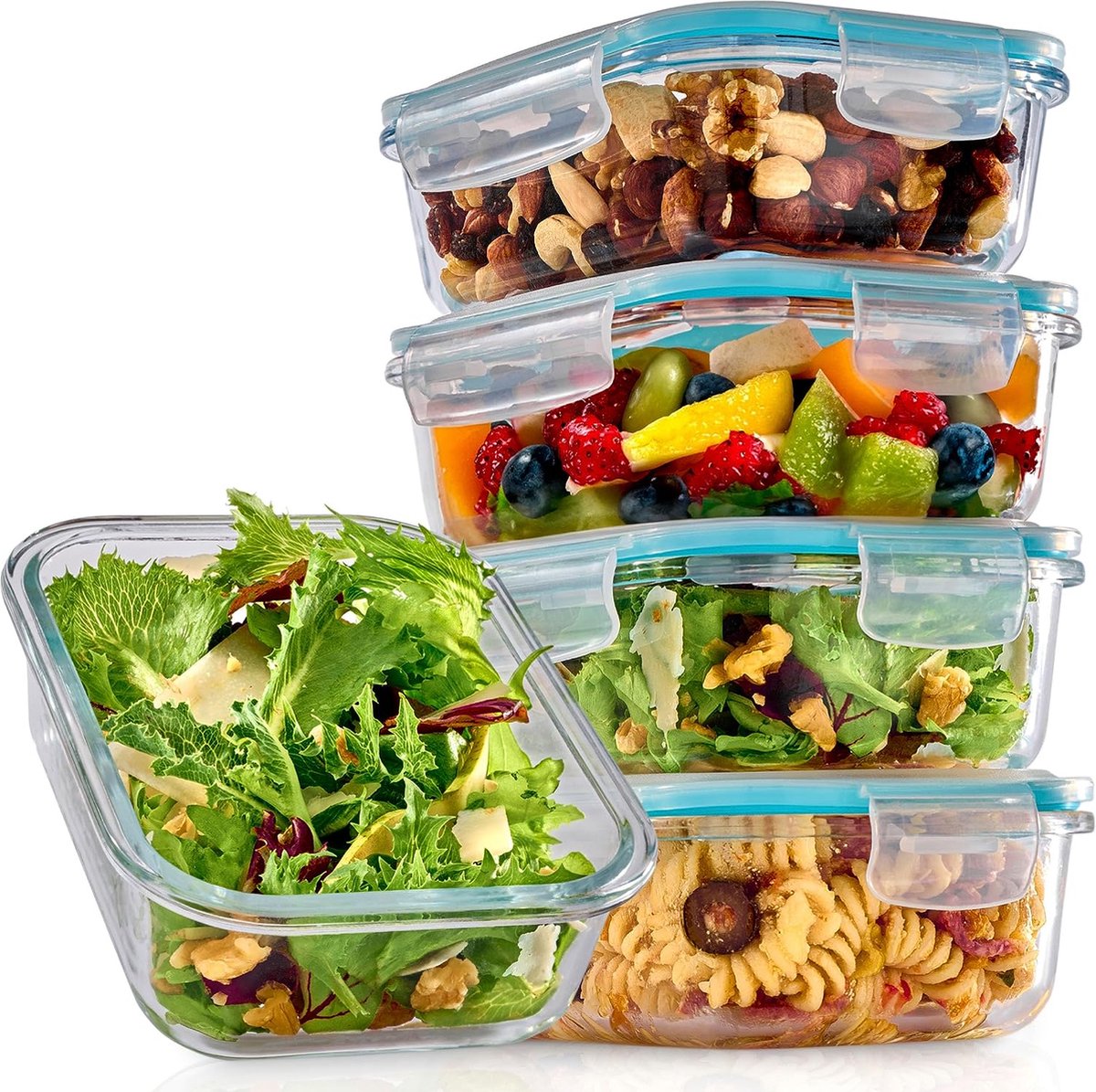 HAUSVIVO Lot de 4 Boîtes Alimentaires en Verre avec Couvercle