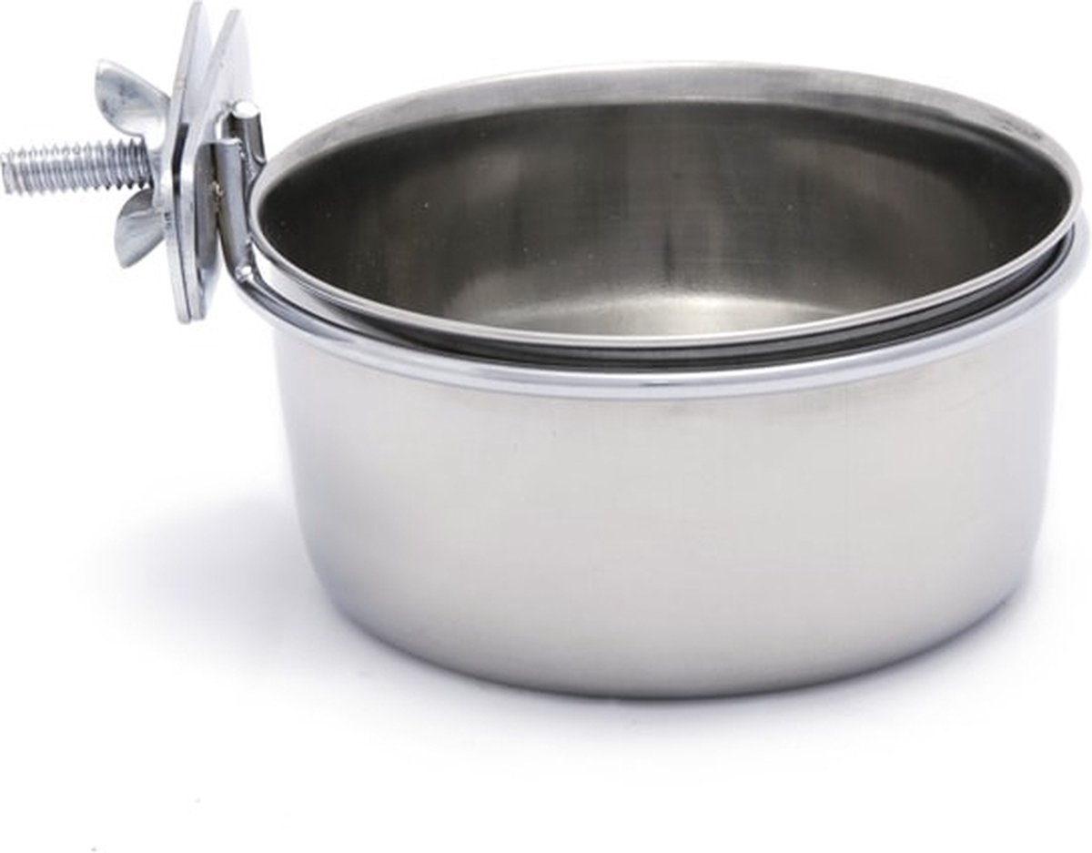 RVS bakje 9 cm met schroef – ideaal voor vogelvoer of water - RVS bak 9 cm met schroef - Voerbakjes - Benodigdheden - Servies