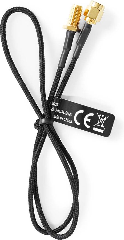 Câble d'antenne Nedis - SMA Femelle - SMA Male - Plaqué Or - 50 Ohm - Simple Blindé - 0,50 m - Rond - Tressé - Zwart - Etiquette