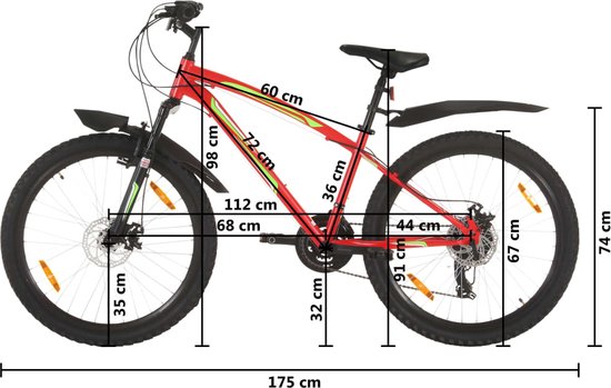 vidaXL - Mountainbike - 21 - versnellingen - 26 - inch - wielen - 36 - cm - rood