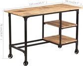 vidaXL - Bureau - met - inklapbaar - krukje - 115x50x76 - cm - massief - mangohout