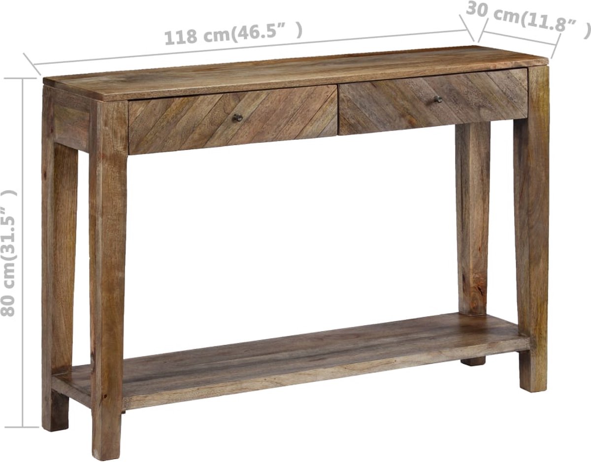 vidaXL Wandtafel - 118x30x80 - cm - massief - mangohout Bruin