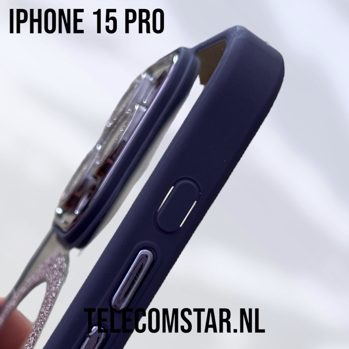 Apple iPhone 15 Pro Hoesje Magsafe - Magneet Case met Ring Paars Glitter met Camera lens bescherming