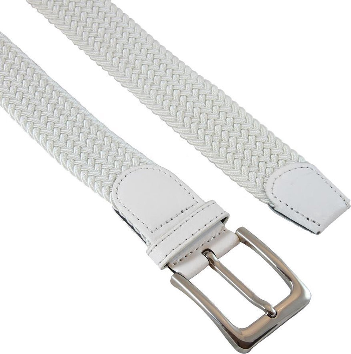 Jumada's Luxe gevlochten witte riem - Zomerriem - Strandriem - Witte riem mooi bij zomeroutfit - 105cm - Elastische riem Wit