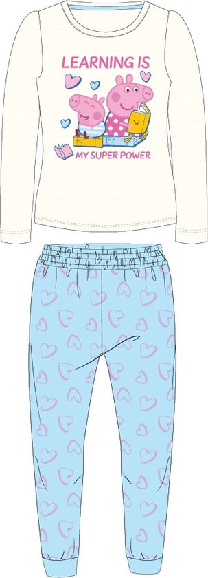 Peppa Pig pyjama learning is my super power katoen blauw maat 110