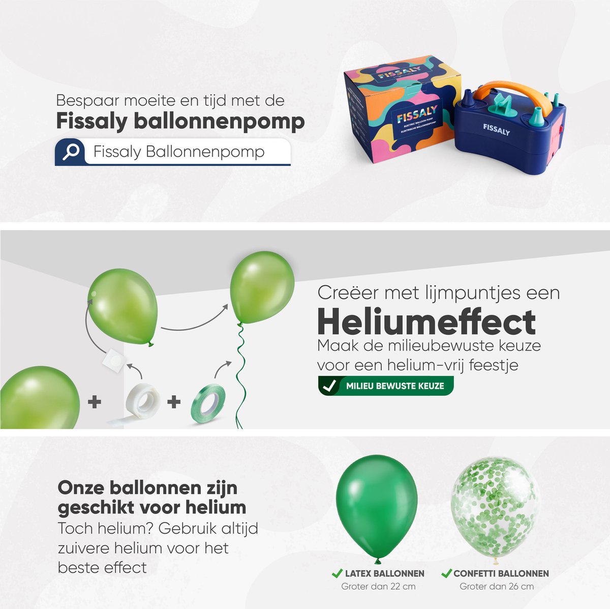 Fissaly 40 stuks Groen, Wit & Donkergroen Helium Ballonnen met Lint – Verjaardag Versiering Decoratie – Papieren Confetti – Latex — afbeelding 6