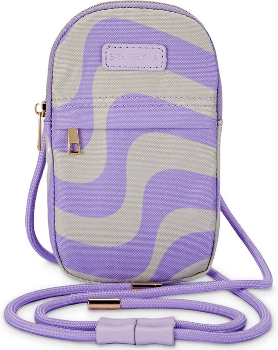 Sac de téléphone Bandoulière Femme - Selencia 100% Recyclé design de sac de téléphone - Sac de téléphone à bandoulière universel - violet