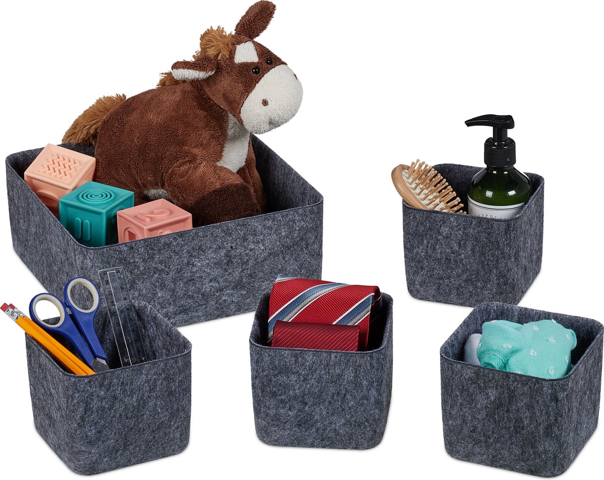 lade organizer - 5-delige set - voor kledingkast - badkamer - vilt - 2 groottes