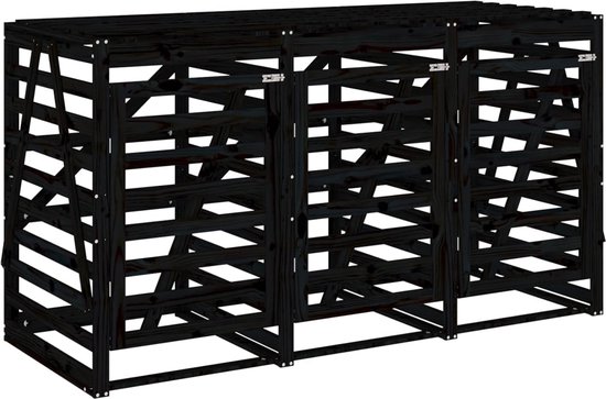 vidaXL-Containerberging-drievoudig-massief-grenenhout-zwart