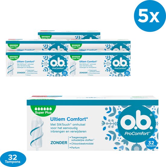 o.b. ProComfort Super Plus - tampons - zeer zware menstruatiedagen - 5 x 32 stuks