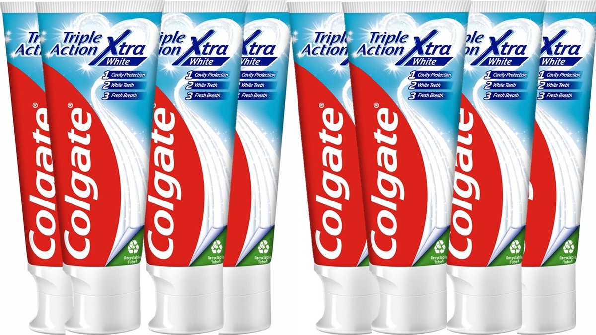Goedkoopste Colgate Tandpasta - Triple Action Whitening - 8 x 75 ml