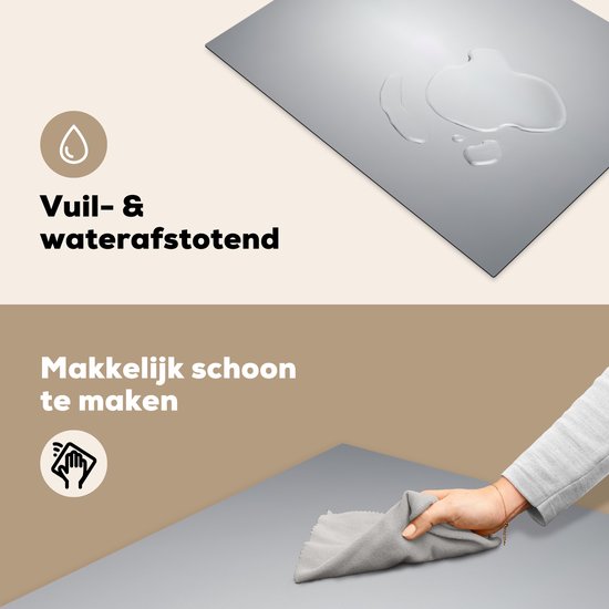 KitchenYeah® Inductie beschermer 71x52 cm - Zilver - Grijs - Metaal look - Donker - Kookplaataccessoires - Afdekplaat voor kookplaat - Inductiebeschermer - Inductiemat - Inductieplaat mat - Keuken decoratie
