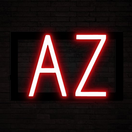AZ - Lichtreclame Neon LED bord verlicht | SpellBrite | 24,57 x 16 cm | 6 Dimstanden - 8 Lichtanimaties | Reclamebord neon verlichting