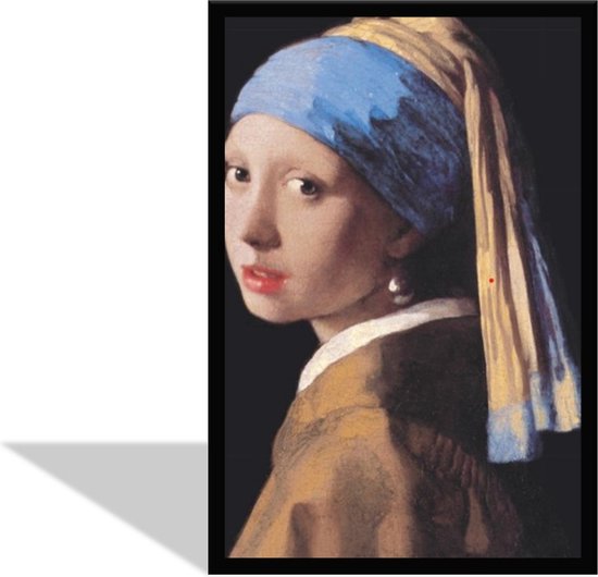 Meisje van Vermeer poster ingelijst - Zwarte houten lijst - Formaat 50 x 70 cm