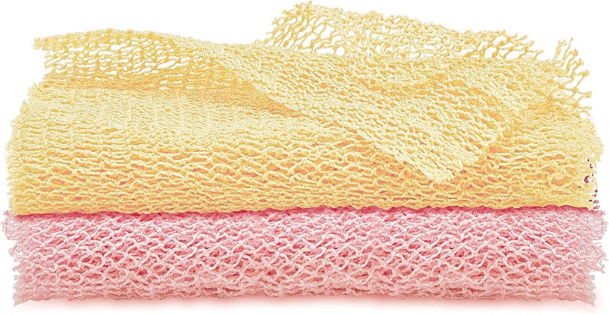 Goedkoopste 2 Stuks Afrikaanse Mesh Spons Exfoliërende Net Afrikaanse Body Washer Baddoek Douche Body Back Washer Huid Glad voor Thuisgebruik (Perzik Roze, Romig