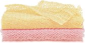 Lot de 2 éponges en maille africaine, filet exfoliant pour le corps africain, serviette de Douche, douche, lave-dos, peau lisse pour un usage domestique (rose pêche, crémeux)