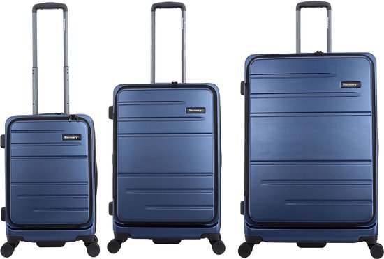 Discovery Kofferset 3 Delig - Reiskoffer Set - Harde Kofferset - Trolleyset - Patrol- Blauw