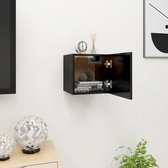 The Living Store Televisiekast Zwarte Bewerkt Hout 30.5x30x30cm - Muurbevestiging - Links/Rechts Openend - Montage Vereist