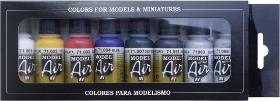 Vallejo 71174 Basic Colors - Model Air - Acryl Set – 8 stuks 17 ml verf - Vallejo
